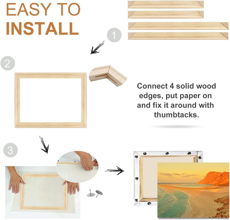 EVNEED أشرطة تمديد قماش DIY، عبوة 2 إطار 12x16 بوصة - سهل التجميع، مجموعة إطارات زيتية مغلفة بقماش خشبي - للزيوت، والطباعة، والطلاء - Image 4